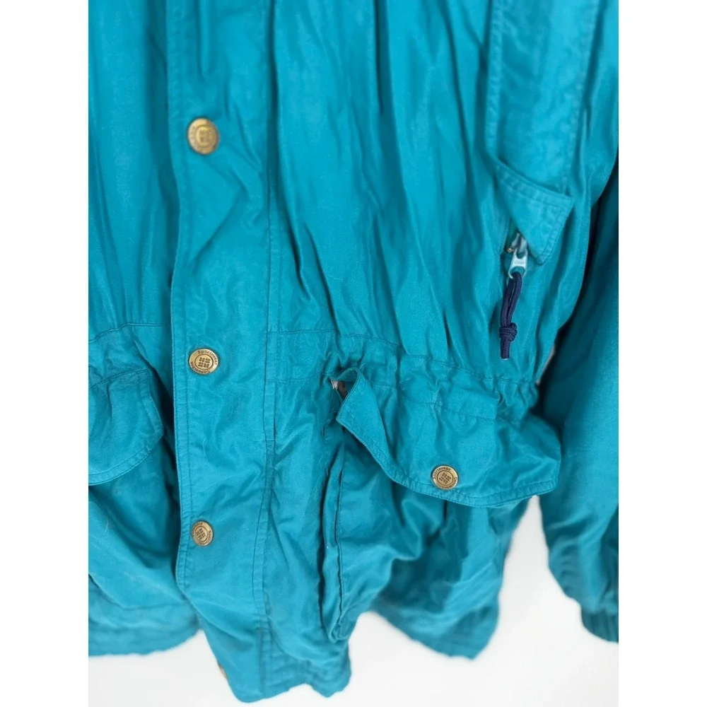 Columbia Parka Jacket Vintage 90s Hooded Fleece Lined Mens Large‎ Teal